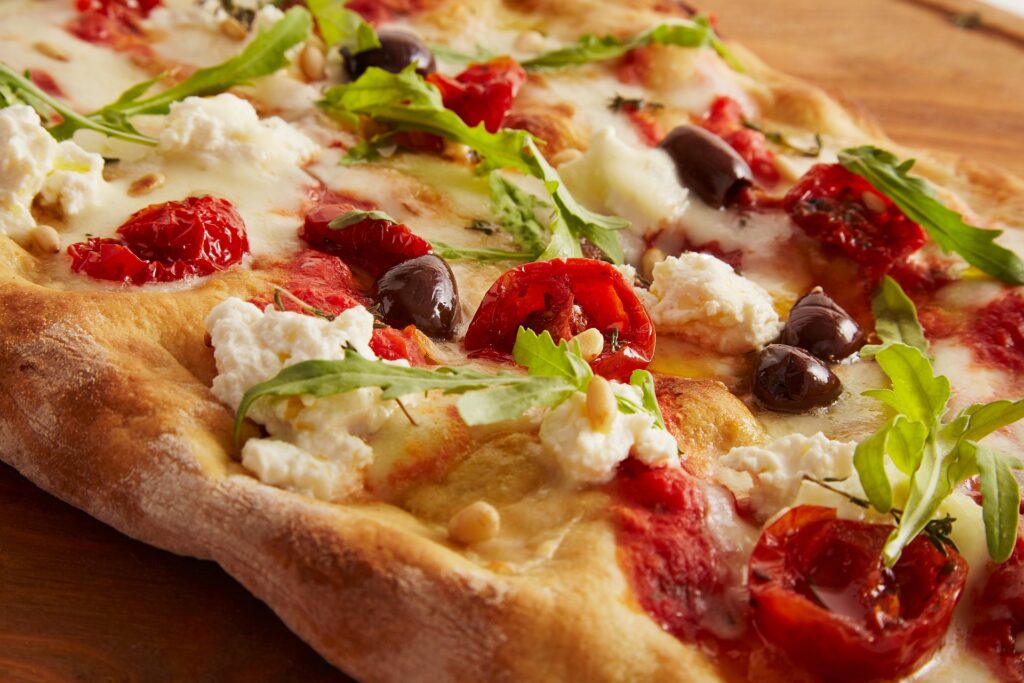 Up close view of pizza